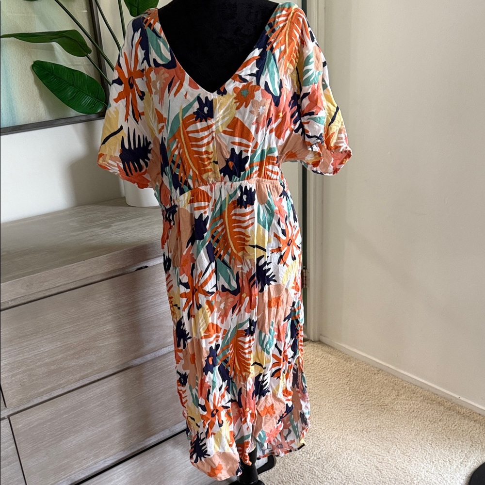 Roxy Orange and Blue Midi Dress
